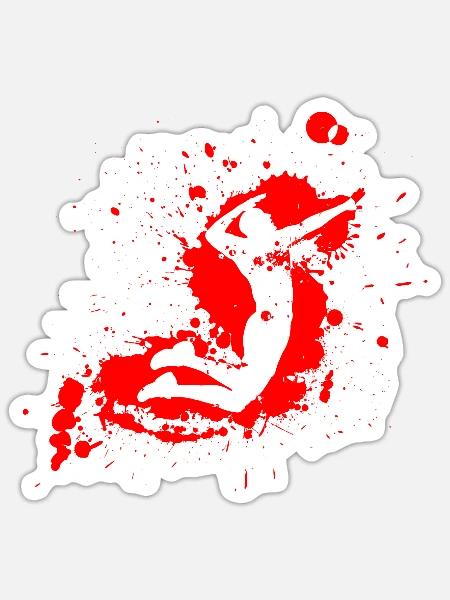 Volleyball Spike Man Rot - Sticker Größe S (10 x 10 cm) - Mattweiß