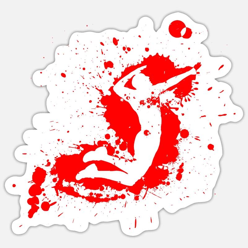 Volleyball Spike Man Red Sticker size S (10 x 10 cm)