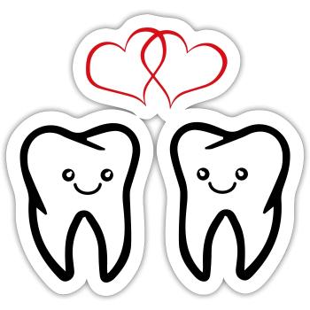 zähne verliebt - Sticker Größe S (10 x 10 cm) - Mattweiß - Vorne