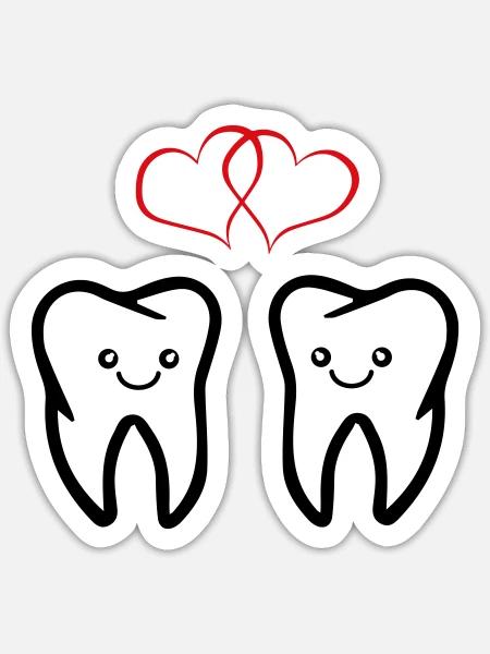 Dents amoureuses - Sticker taille S (10 x 10 cm) - blanc mat