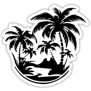 Island Summer Palm Beach - Sticker size S (10 x 10 cm) - white matte - Front