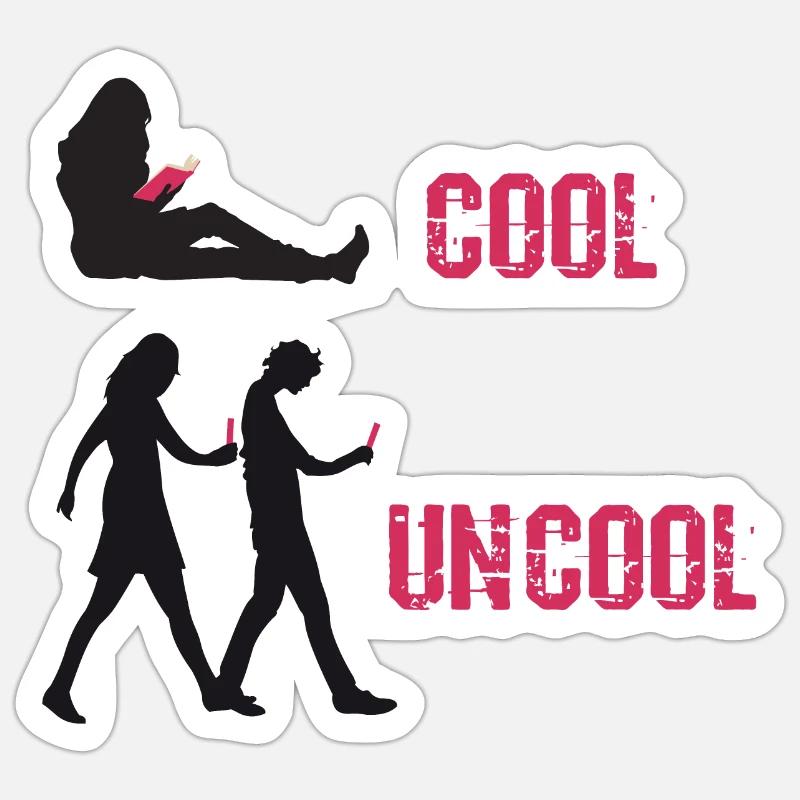 Buch cool, Smartphone uncool Sticker Größe S (10 x 10 cm)
