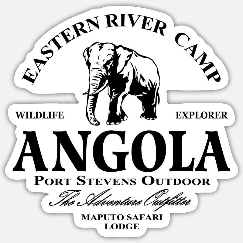 Angola - Eléphant - Sticker taille S (10 x 10 cm) - blanc mat