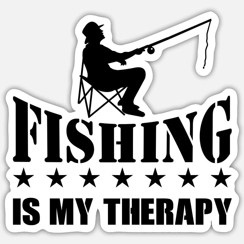 La pêche est ma thérapie - Sticker taille S (10 x 10 cm) - blanc mat