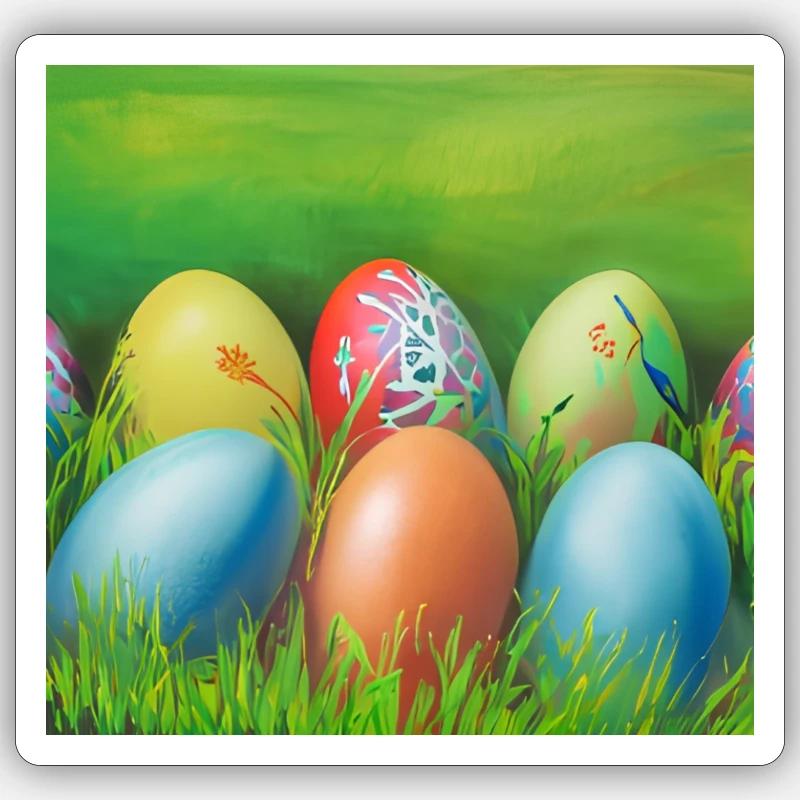 Bunte Ostereier - Sticker Größe S (10 x 10 cm) - Mattweiß
