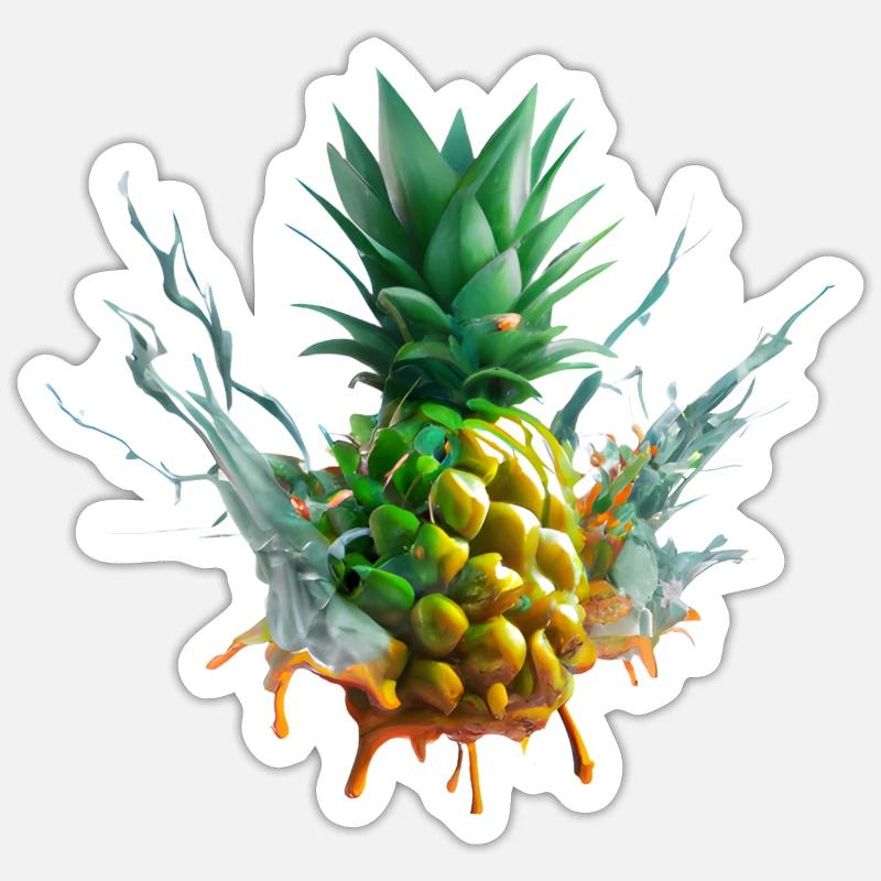 Farbenfrohe Ananas - Sticker Größe S (10 x 10 cm) - Mattweiß
