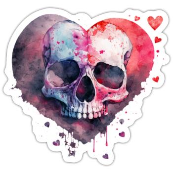 Totenkopf Kunst Design Aquarell - Sticker Größe S (10 x 10 cm) - Mattweiß - Vorne