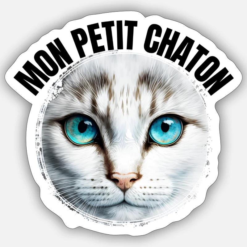 Mon petit Chaton ! - Sticker taille S (10 x 10 cm) - blanc mat