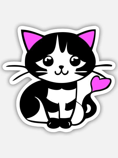 Süße Katze im Comic Stiel - Sticker Größe S (10 x 10 cm) - Mattweiß