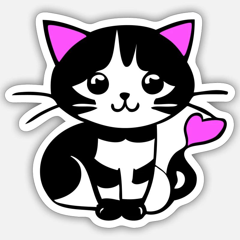 Cute cat in the comic strip Sticker size S (10 x 10 cm)