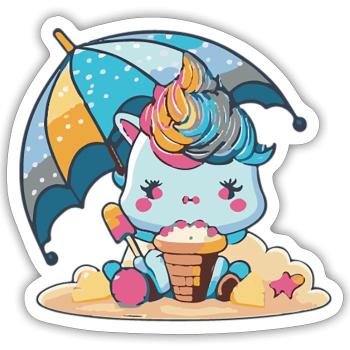 Unicorn essentials - a must-have for the summer - Sticker size S (10 x 10 cm) - white matte - Front