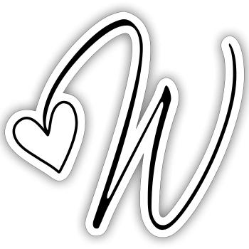 Letter W Letter-W Calligraphy - Sticker size S (10 x 10 cm) - white matte - Front