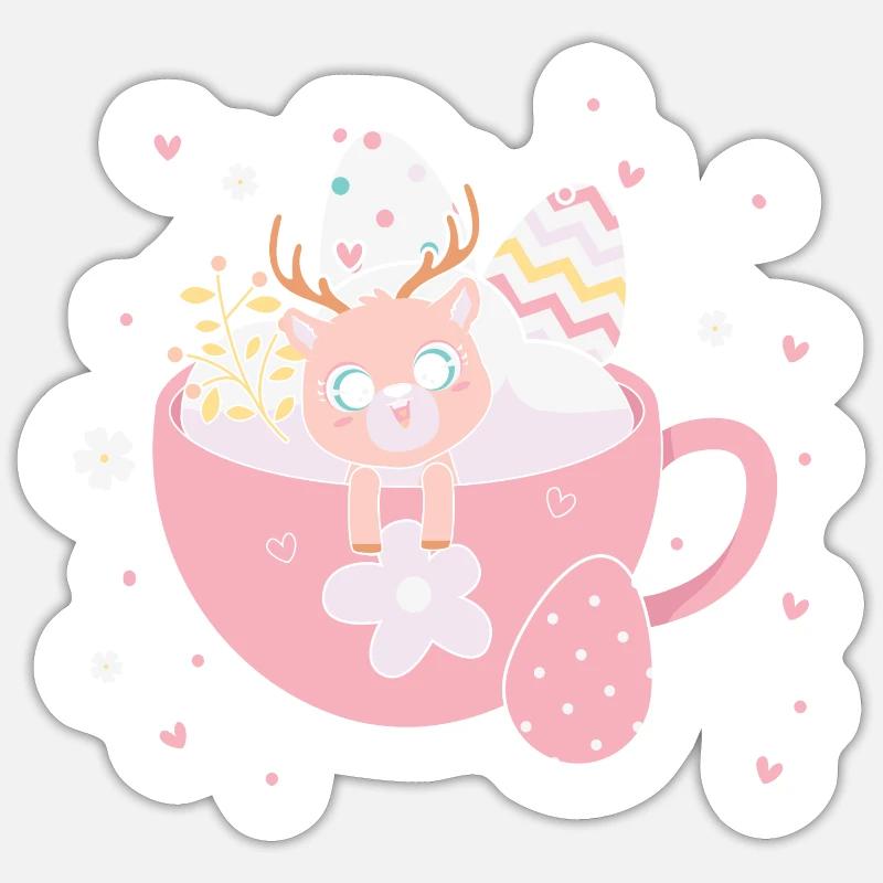 BOW Ostern Chibi Cup 01 Sticker Größe S (10 x 10 cm)