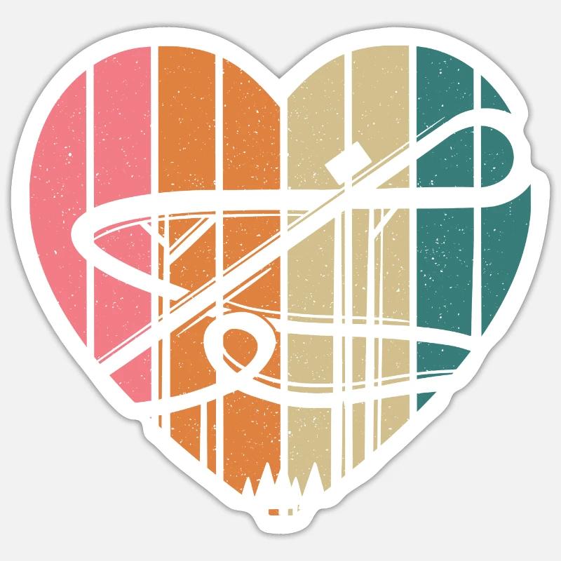 Retro Heart Roller Coaster Theme Park Vacation Sticker size S (10 x 10 cm)