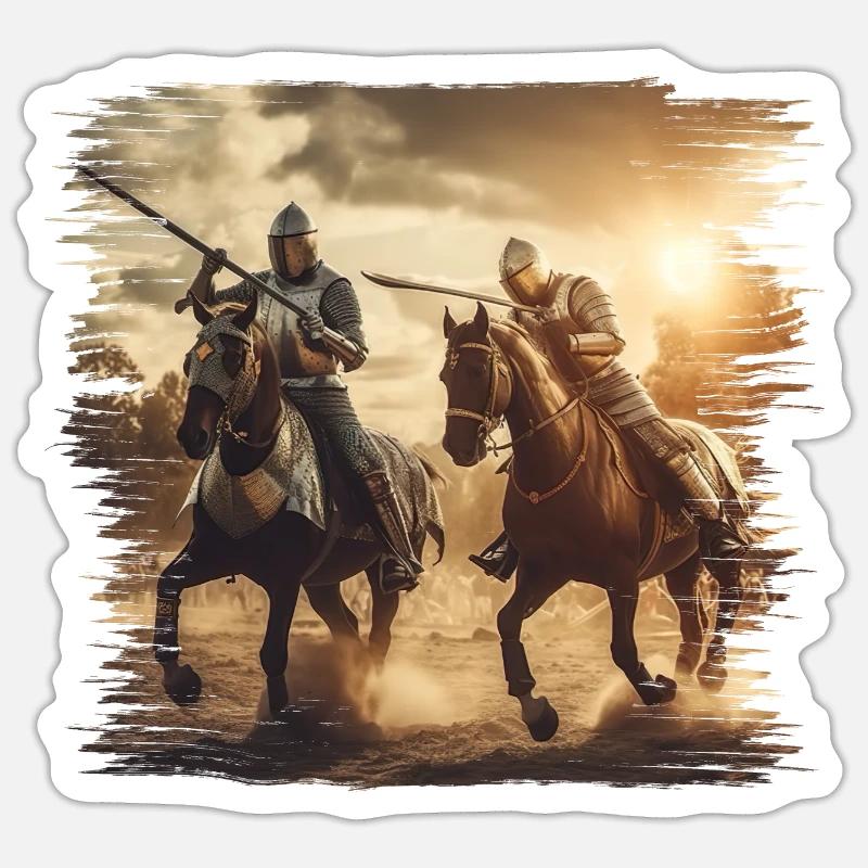 Ein mittelalterliches Ritterturnier - Sticker Größe S (10 x 10 cm) - Mattweiß