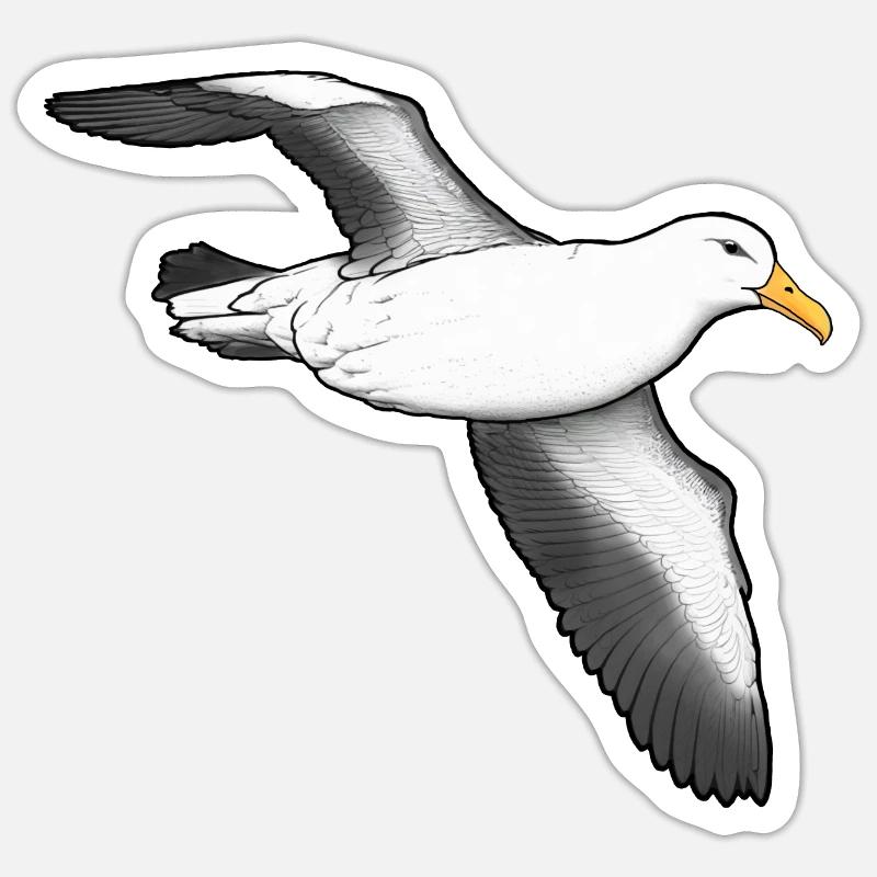 Albatross fliegend Sticker Größe S (10 x 10 cm)