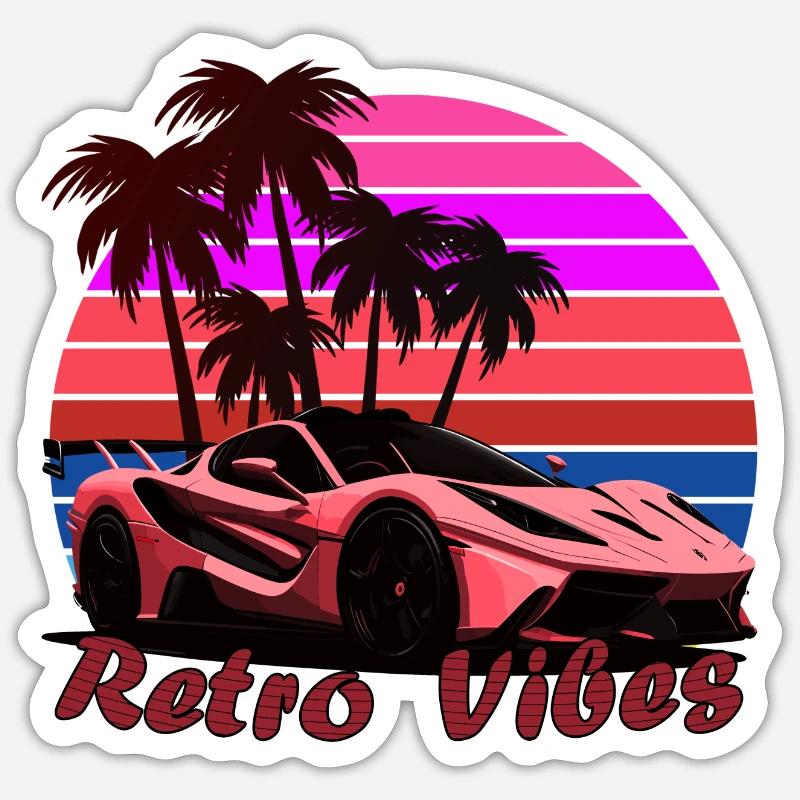 Retro Vibes Auto - Sticker Größe S (10 x 10 cm) - Mattweiß