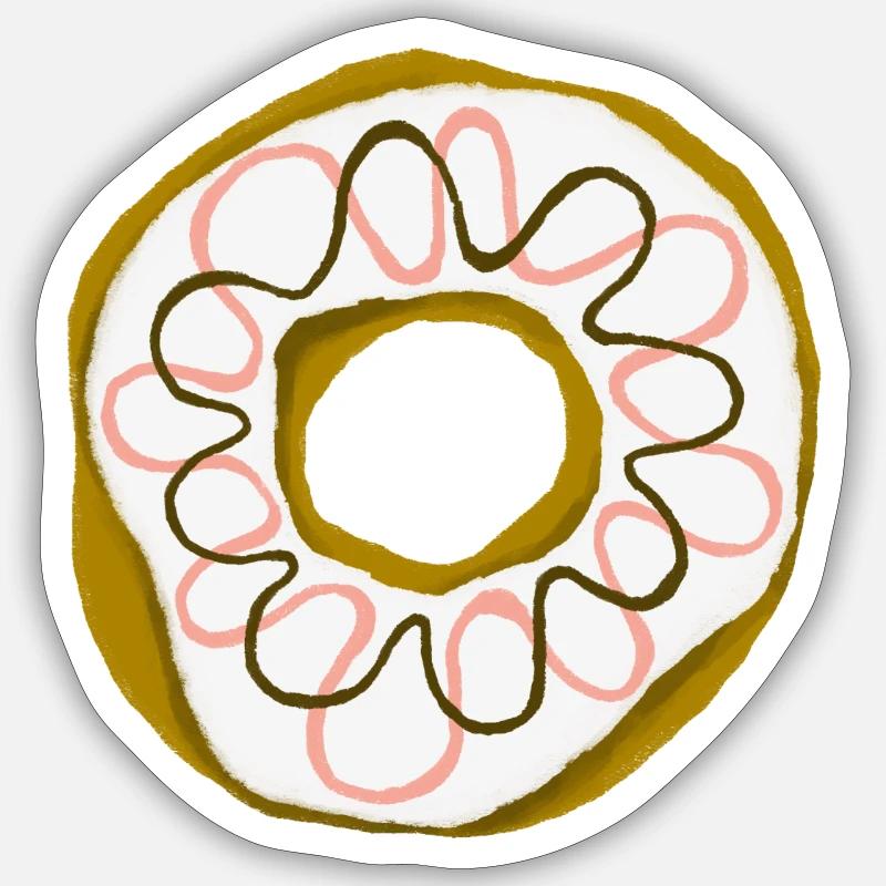 Beignet avec glaçage blanc Sticker taille S (10 x 10 cm)