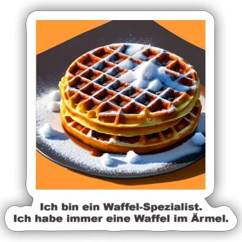 Lustige Bilder / Lustiges Shirt - Waffelspezialist - Sticker Größe S (10 x 10 cm) - Mattweiß - Vorne