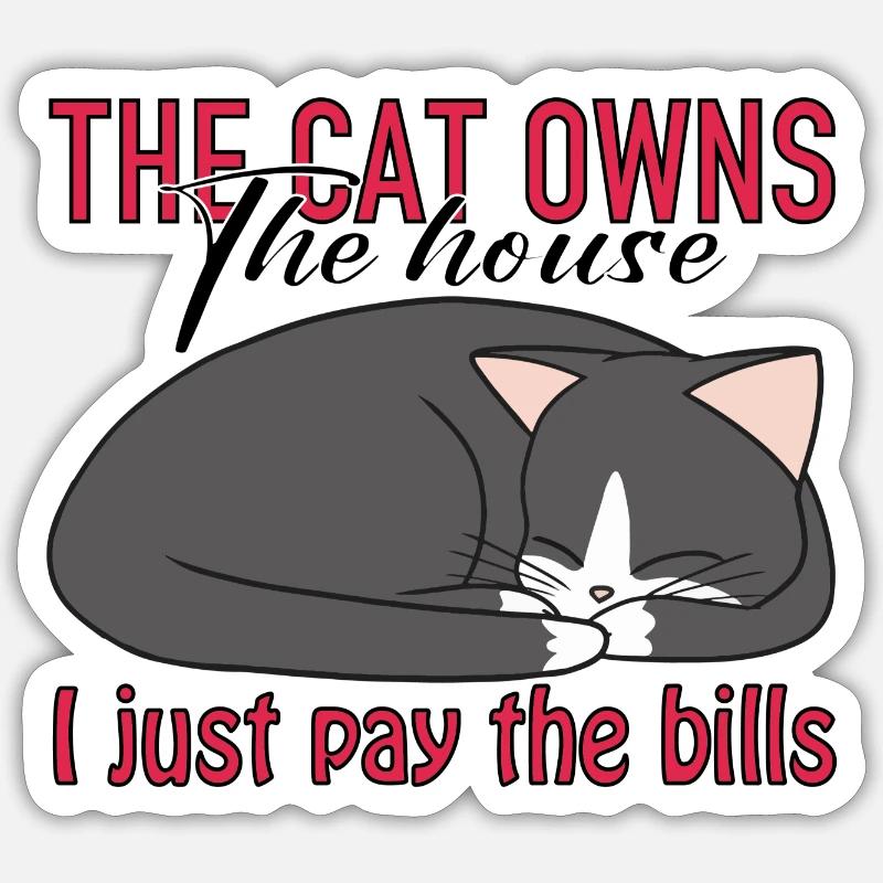 Cute gray and white cat - Sticker size S (10 x 10 cm) - white matte