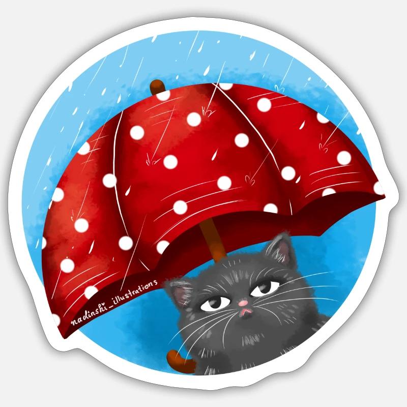 Rainy Day Cat - Sticker size S (10 x 10 cm) - white matte