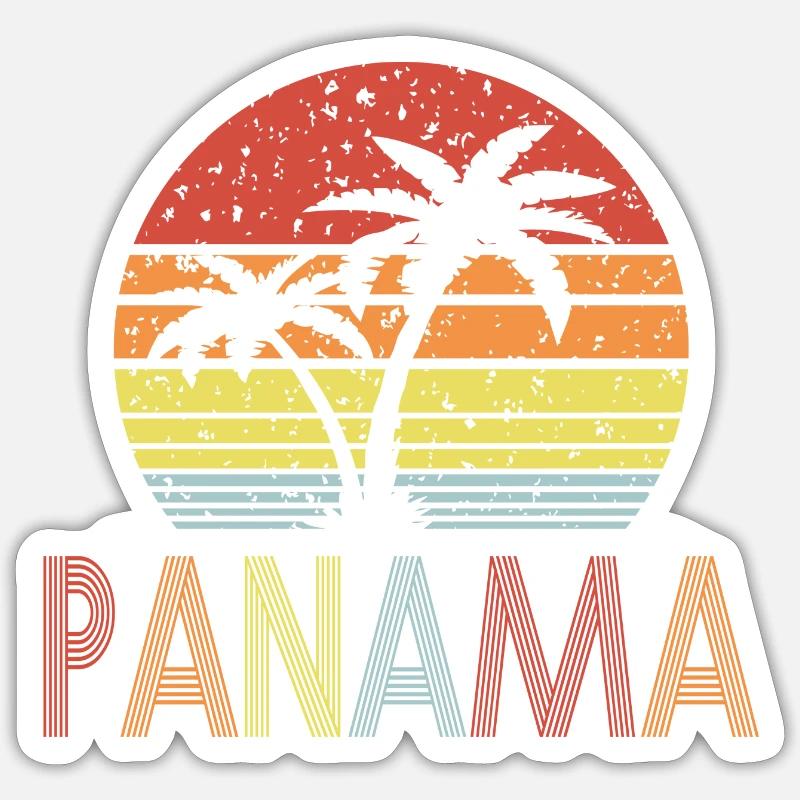 Panama rétro soleil 01 - Sticker taille S (10 x 10 cm) - blanc mat