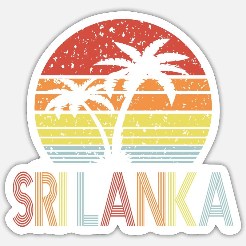 Sri Lanka - Sticker taille S (10 x 10 cm) - blanc mat
