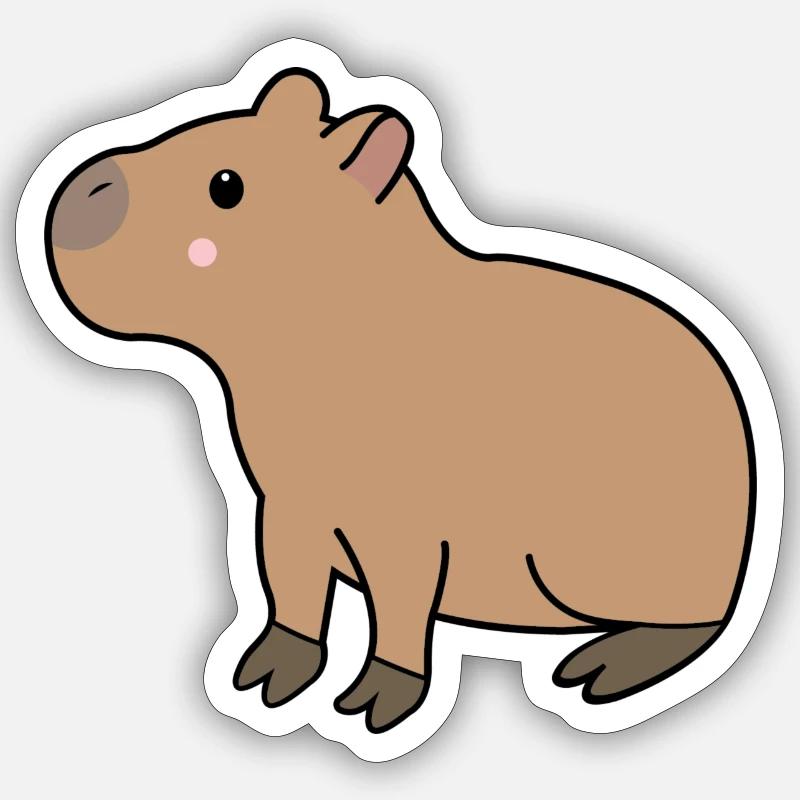 Momo le capibara - Sticker taille S (10 x 10 cm) - blanc mat