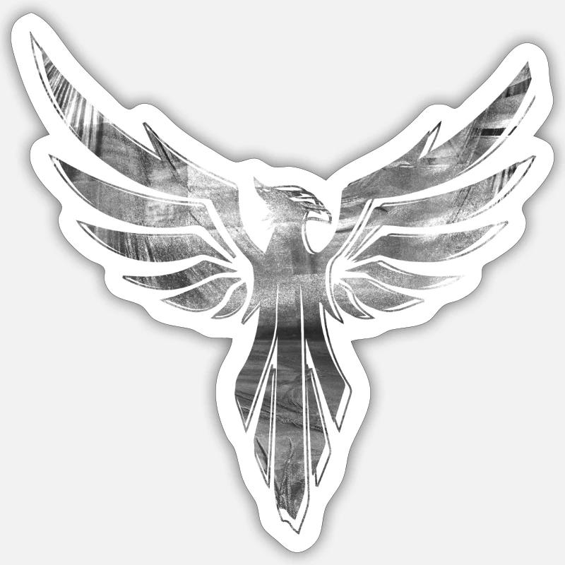 phoenix,vogel,graffiti,silber - Sticker Größe S (10 x 10 cm) - Mattweiß
