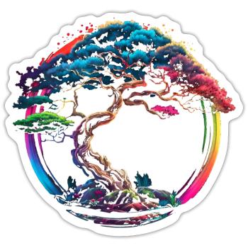 Enso Zen, Bonsai, Baum, Japan, Buddhismus, Symbol - Sticker Größe S (10 x 10 cm) - Mattweiß - Vorne