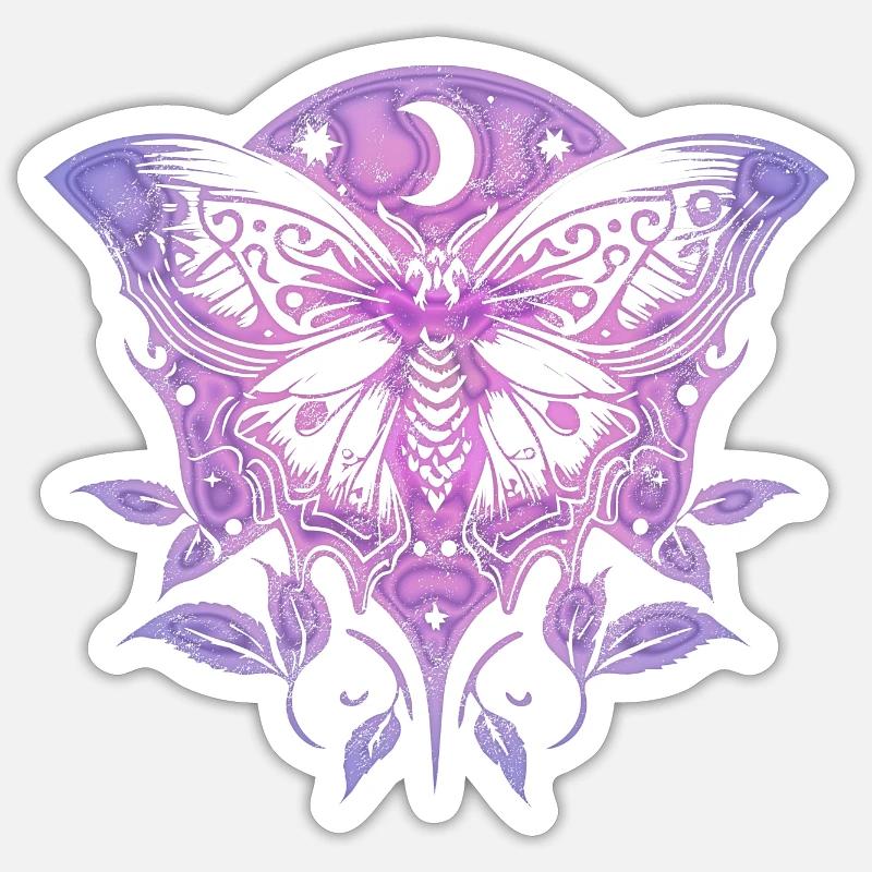Moth, Moth, Moon, Vines, Gothic, Wicca Sticker size S (10 x 10 cm)