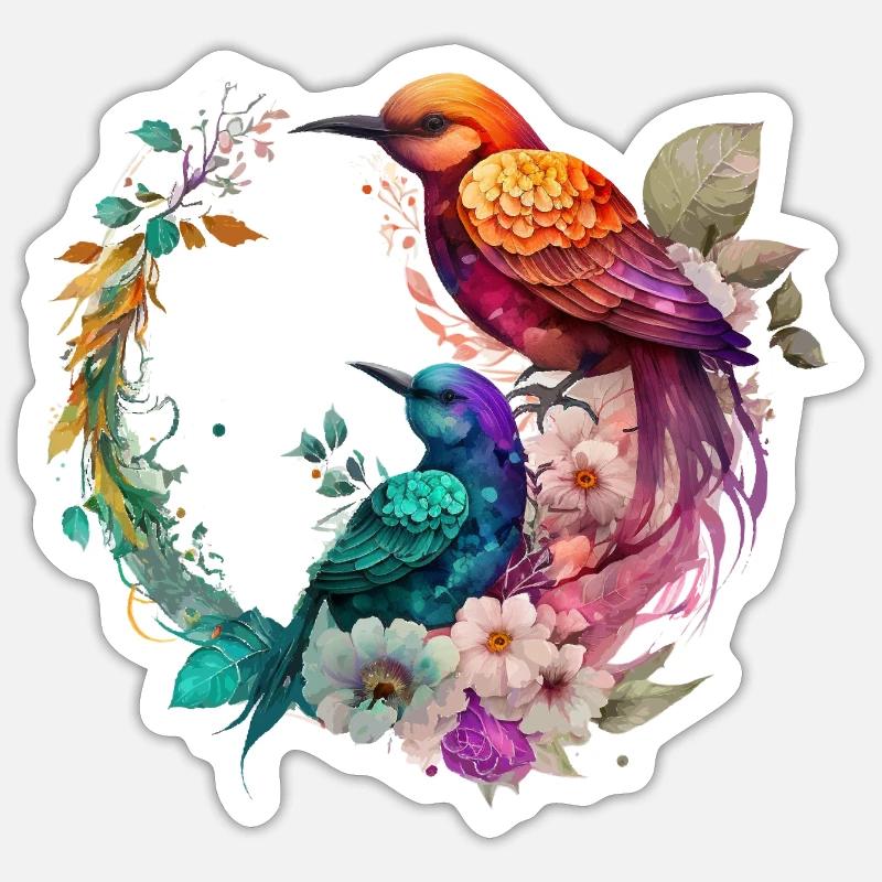 Oiseaux de paradis Sticker taille S (10 x 10 cm)