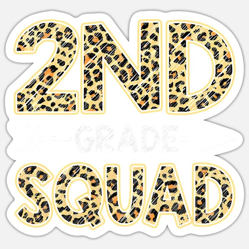 2Nd Grade Squad Leopard Second Grade Teacher Stud Sticker size S (10 x 10 cm)