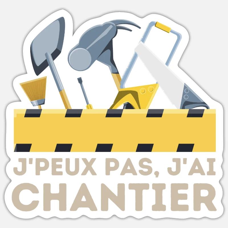 Chantier de construction - Sticker taille S (10 x 10 cm) - blanc mat