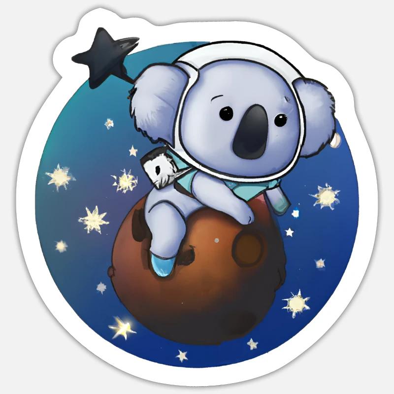Koala Astronaute - Sticker taille S (10 x 10 cm) - blanc mat
