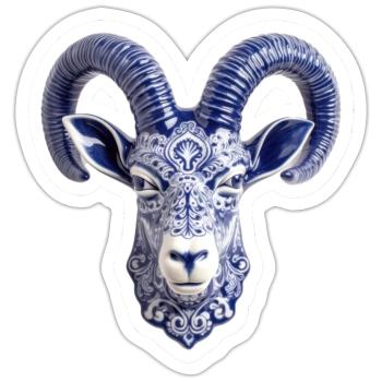 Ceramic deer head - Sticker size S (10 x 10 cm) - white matte - Front