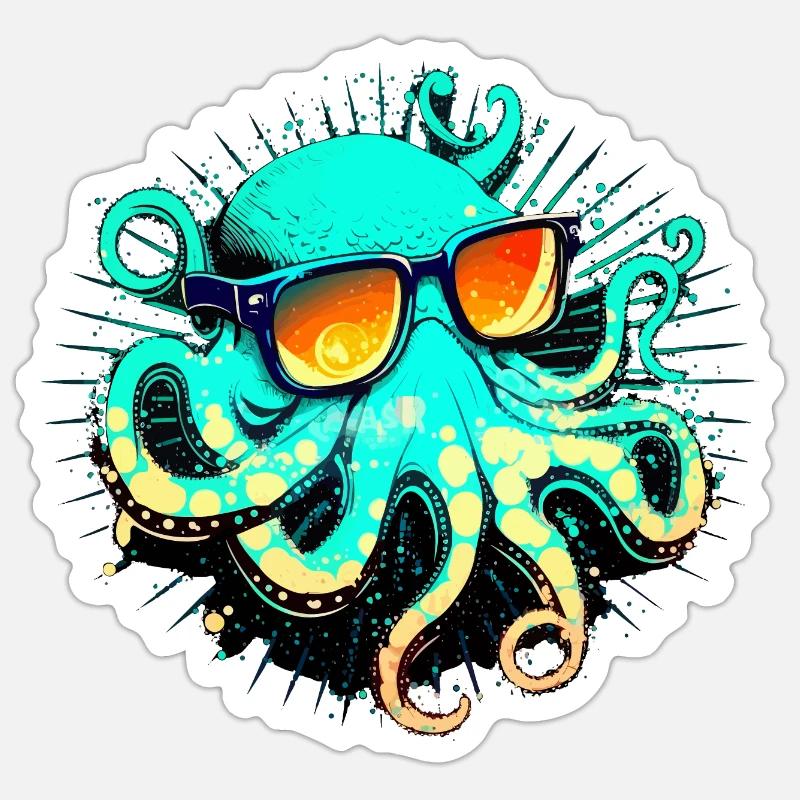 Cooloctopus - Sticker Größe S (10 x 10 cm) - Mattweiß