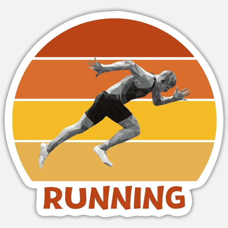 running, running, sprinting - Sticker size S (10 x 10 cm) - white matte