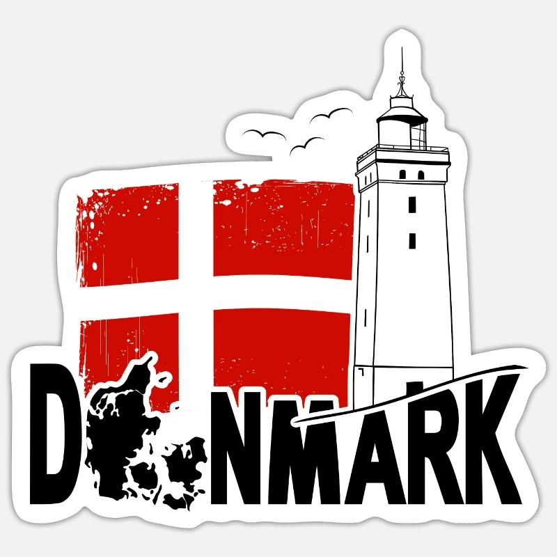 Rubjerg Knude Danemark Tourisme - Sticker taille S (10 x 10 cm) - blanc mat