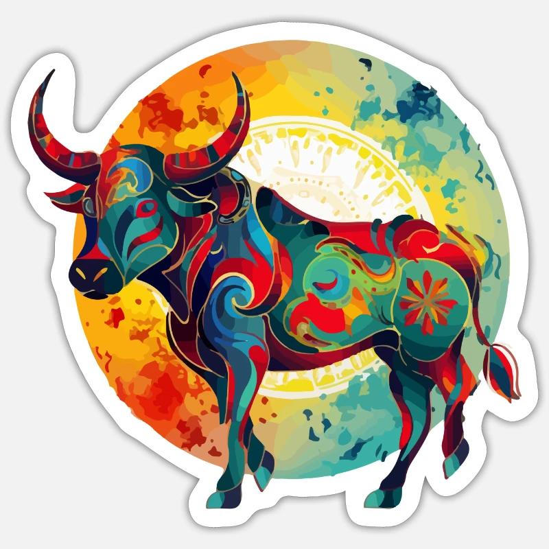 Bully le taureau - Sticker taille S (10 x 10 cm) - blanc mat