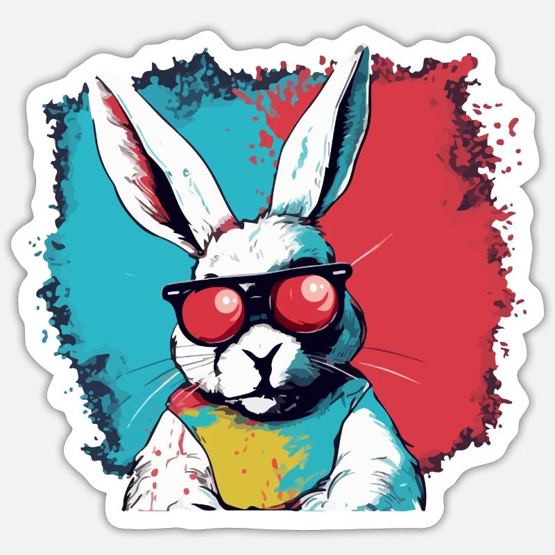 Iko the Mad Rabbit - Sticker size S (10 x 10 cm) - white matte