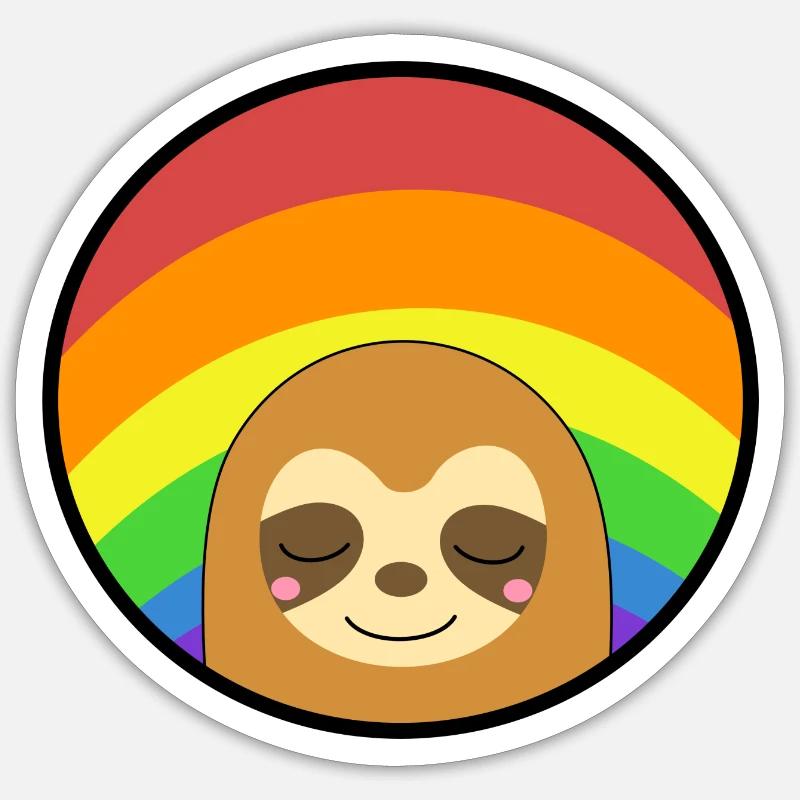 Regenbogenfahne Faultier schläft - Sticker Größe S (10 x 10 cm) - Mattweiß