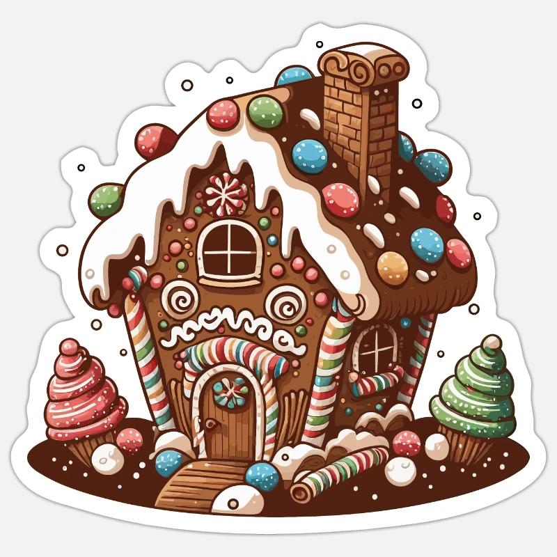 Sweet Gingerbread Abode - Sticker size S (10 x 10 cm) - white matte