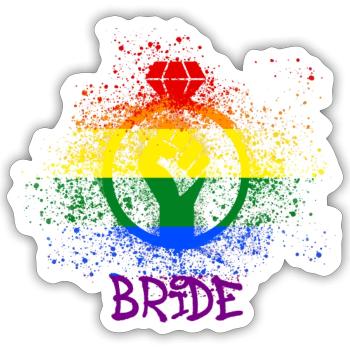 bride,braut,LGBT,regenbogen,pride,gay pride - Sticker Größe S (10 x 10 cm) - Mattweiß - Vorne