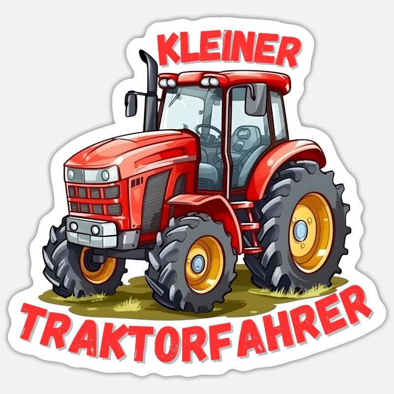 Kleiner Traktorfahrer - Sticker Größe S (10 x 10 cm) - Mattweiß