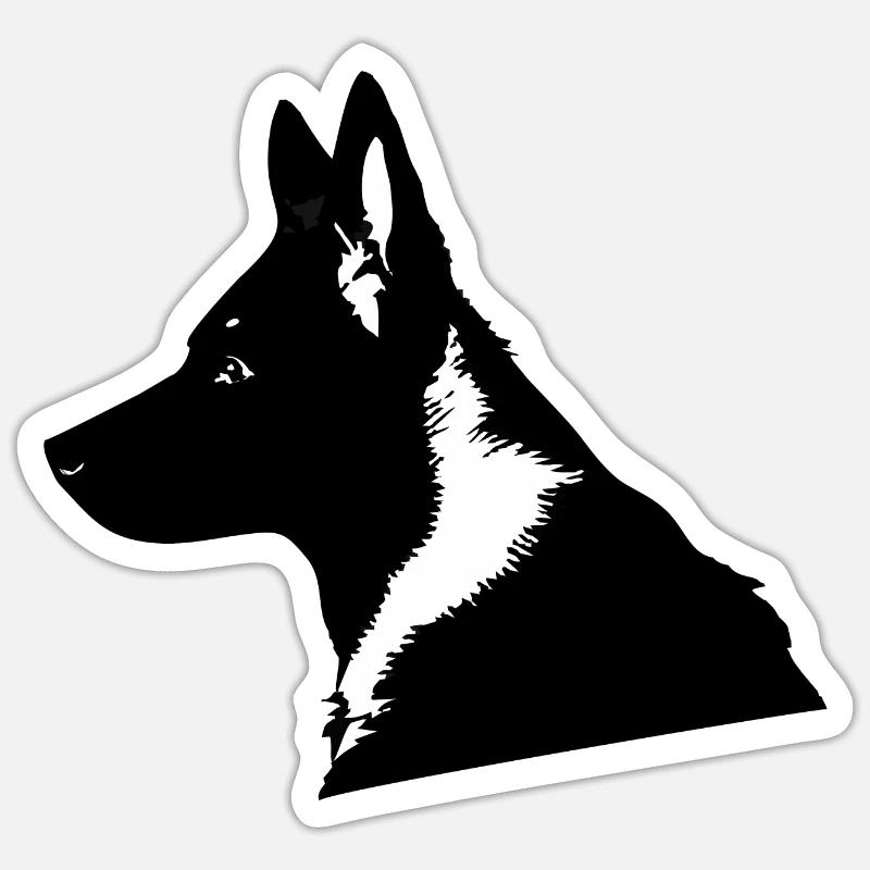 Schäferhund Kopf Silhouette - Sticker Größe S (10 x 10 cm) - Mattweiß