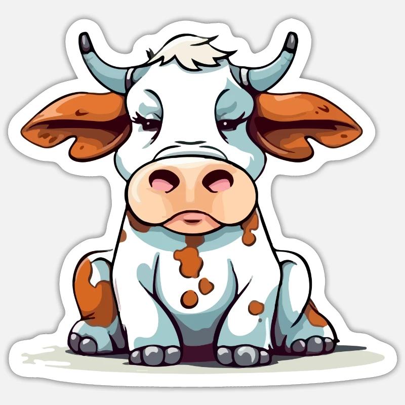 Nini die Kuh - Sticker Größe S (10 x 10 cm) - Mattweiß
