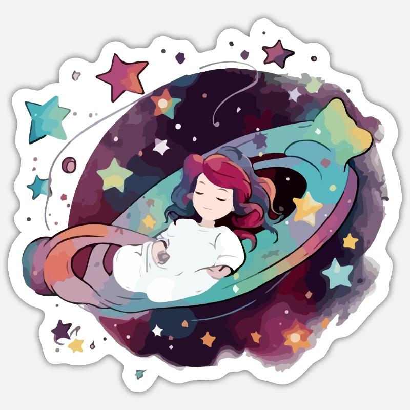 Mary dans l espace - Sticker taille S (10 x 10 cm) - blanc mat