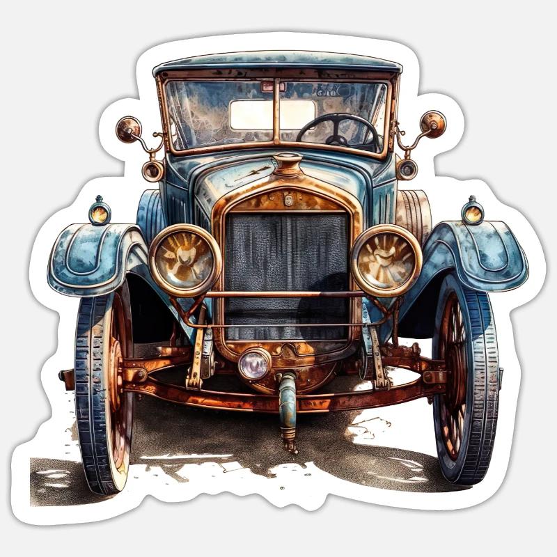 Oldtimer-Enthusiasten bilden eine Gemeinschaft - Sticker Größe S (10 x 10 cm) - Mattweiß