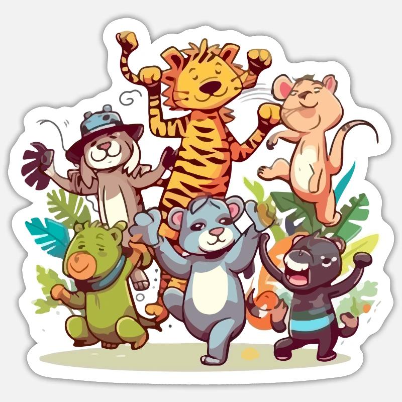 Les animaux en folie n°2 - Sticker taille S (10 x 10 cm) - blanc mat
